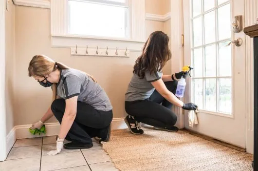 Team cleaning foyer